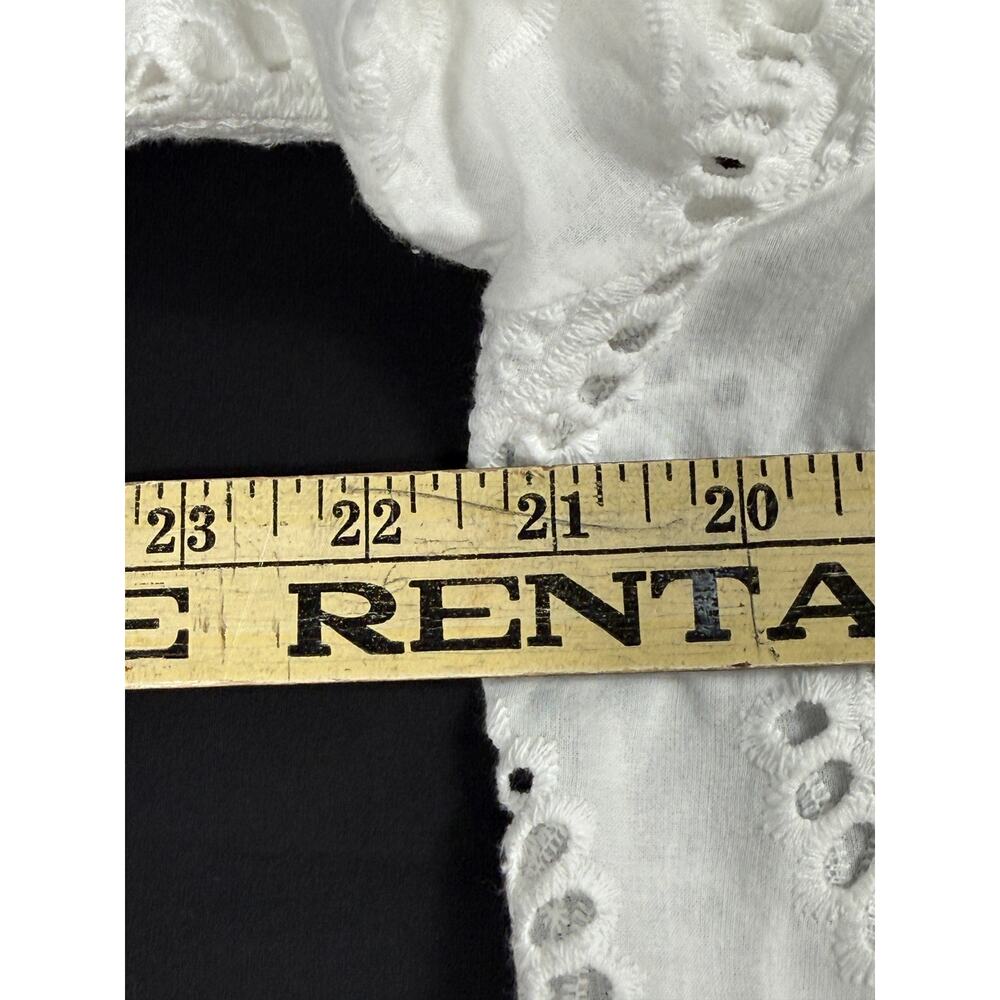MALYNA White Lace Eyelet Tiered Flower V Neck Loose Short Dress Sz XL 10% cotton - Picture 12 of 14